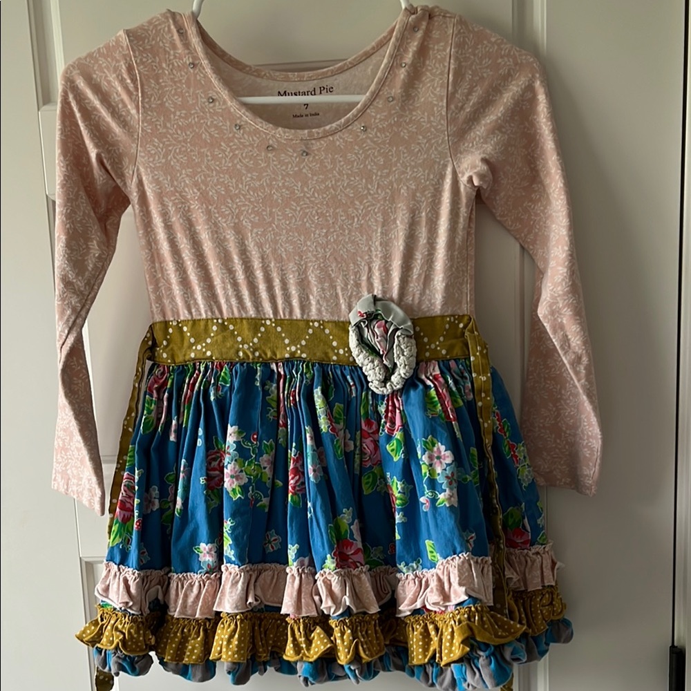 Pink and Blue Floral Long Sleeve Dress